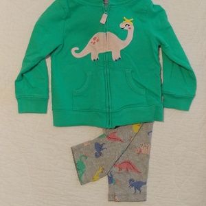 CARTER'S GIRL DINOSAUR HOODIE LEGGINGS SET 18 MOS
